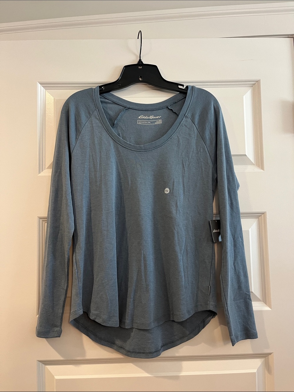 Eddie Bauer favorite raglan scoop neck top blue NEW NWT